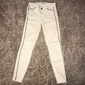 Cream Paige Skinny Jeans with Black Piping